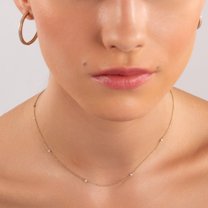 14k Solid Gold Diamond by the Yard Necklace