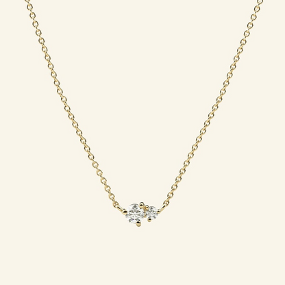 Solitaire Two-Diamond 14K Gold Chain Solitaire Necklace