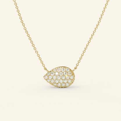 14K Gold Diamond Minimalist Pear Pave Necklace