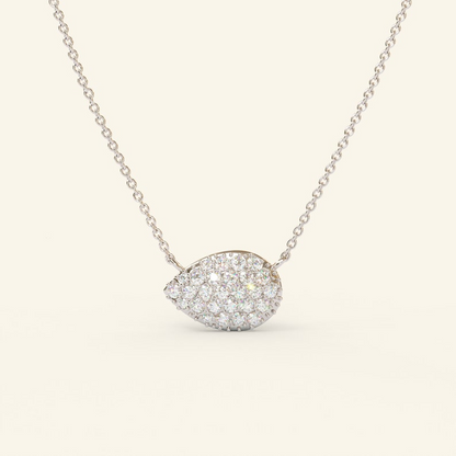 14K Gold Diamond Minimalist Pear Pave Necklace