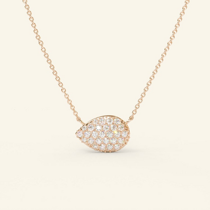 14K Gold Diamond Minimalist Pear Pave Necklace