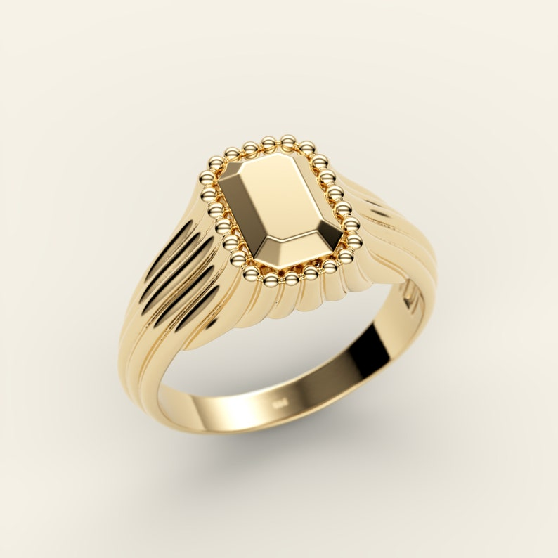 14K Solid Gold Custom Personalized Signet Ring