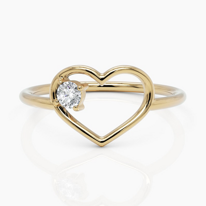 14k Solid Gold Engagement Heart Anniversary Ring