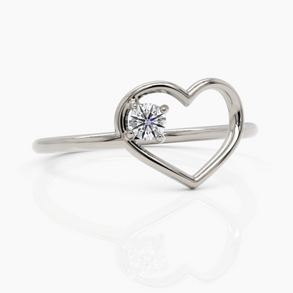 14k Solid Gold Engagement Heart Anniversary Ring