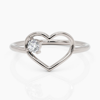 14k Solid Gold Engagement Heart Anniversary Ring