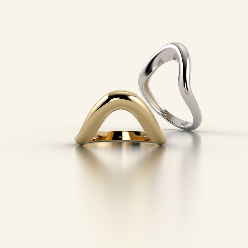 14k Gold Statement Chunky Wave Dome Unique Ring