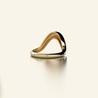 14k Gold Statement Chunky Wave Dome Unique Ring