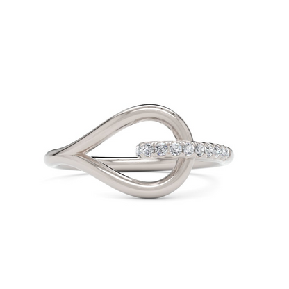 14k White Solid Gold Diamond Minimalist Ring