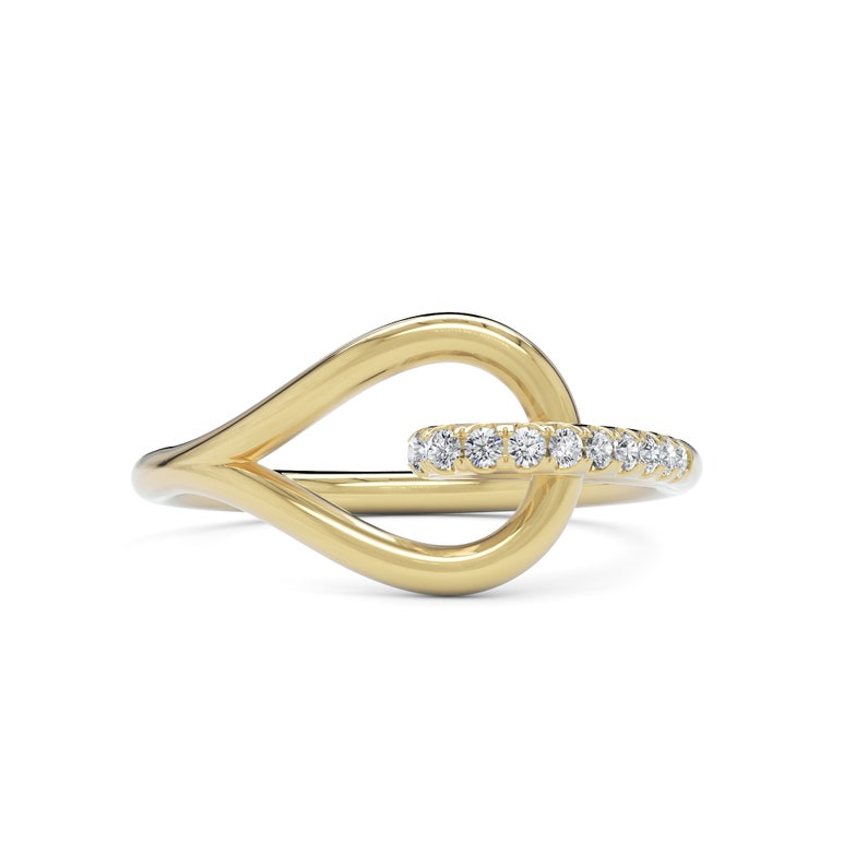 14k White Solid Gold Diamond Minimalist Ring