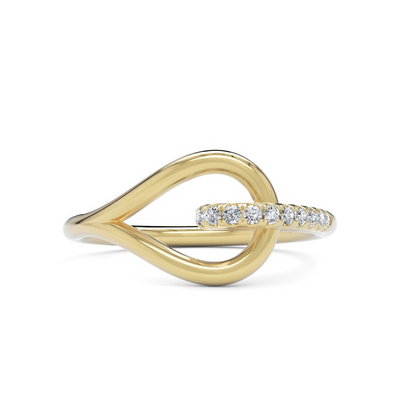 14k White Solid Gold Diamond Minimalist Ring