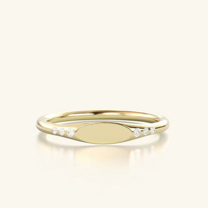 Mini Diamond Dainty Personalized Engraved Signet Ring