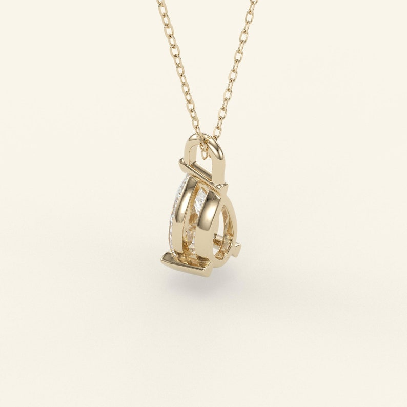 14K Gold Diamond Pear Solitaire Teardrop Necklace