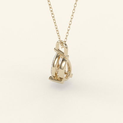 14K Gold Diamond Pear Solitaire Teardrop Necklace