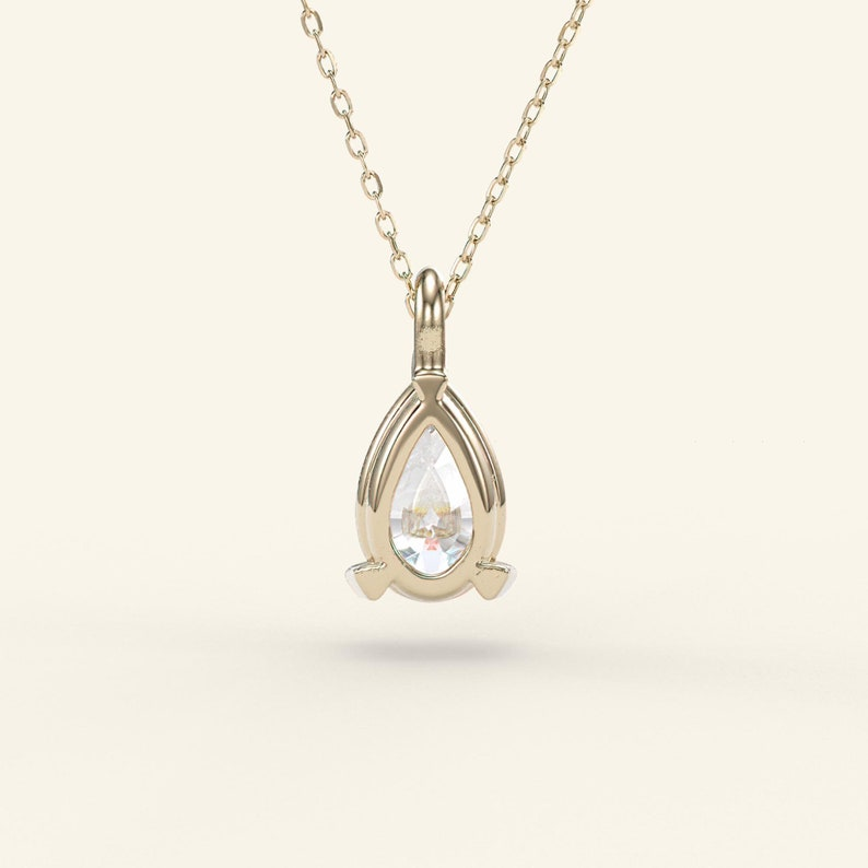 14K Gold Diamond Pear Solitaire Teardrop Necklace