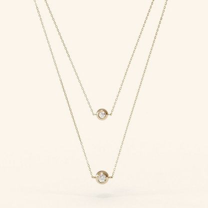 Solitaire Double Sided Dainty Diamond Bezel Necklace