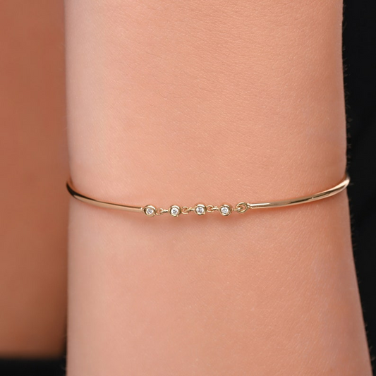 14k Gold Diamond Minimalist Tarnish Free Bracelet