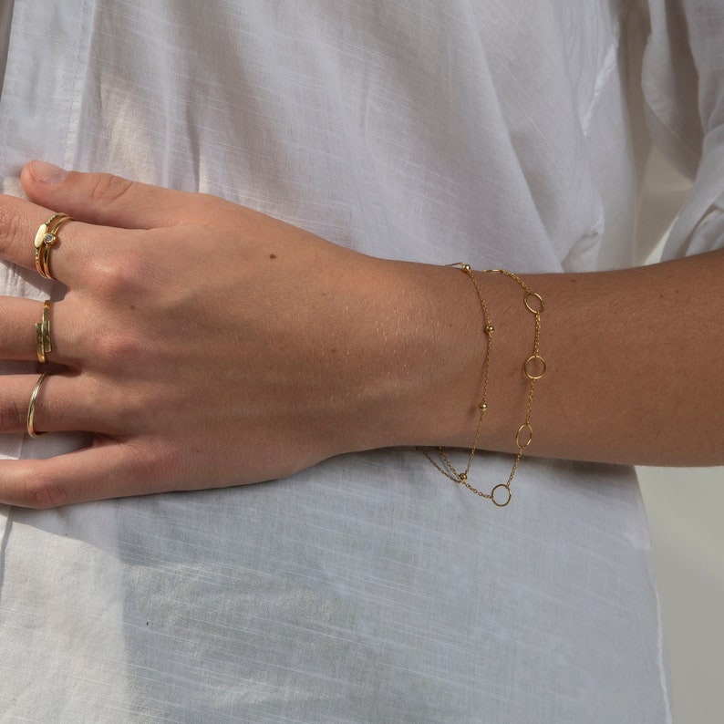 Dainty 14k Solid Gold Chain Minimalist Bracelet