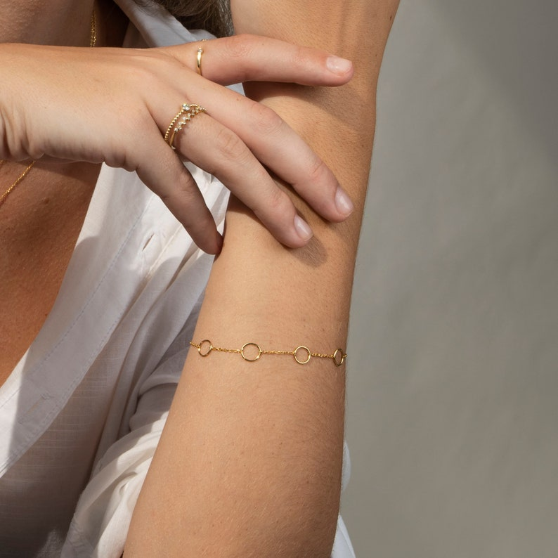 Dainty 14k Solid Gold Chain Minimalist Bracelet