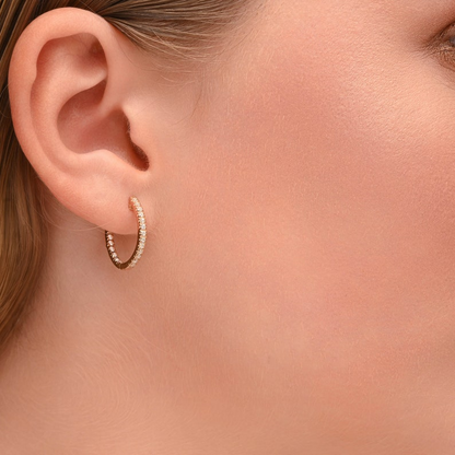 14k Solid Gold Huggie Hoops Two Sided Earrings