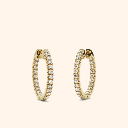 14k Solid Gold Huggie Hoops Two Sided Earrings