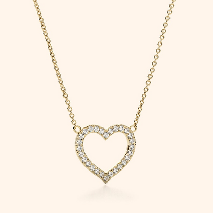 Pave Diamond 14k Solid Gold Heart Love Necklace