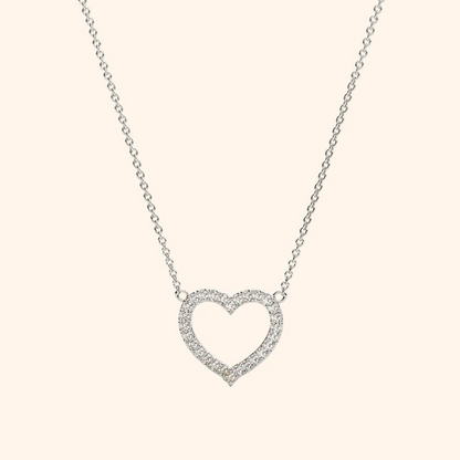 Pave Diamond 14k Solid Gold Heart Love Necklace