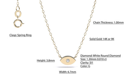 14k Gold Diamond Protection Pendant Necklace