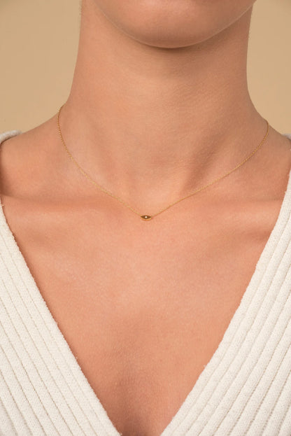 14k Gold Diamond Protection Pendant Necklace