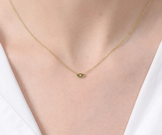 14k Gold Diamond Protection Pendant Necklace