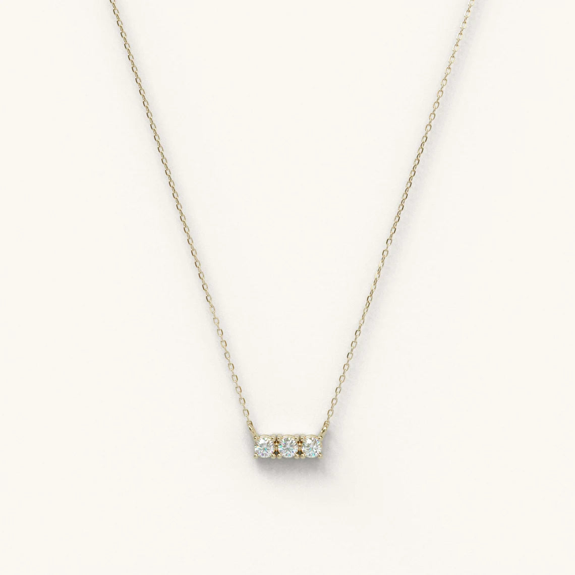 14K Gold Trio Diamond Necklace 0.18 Ctw