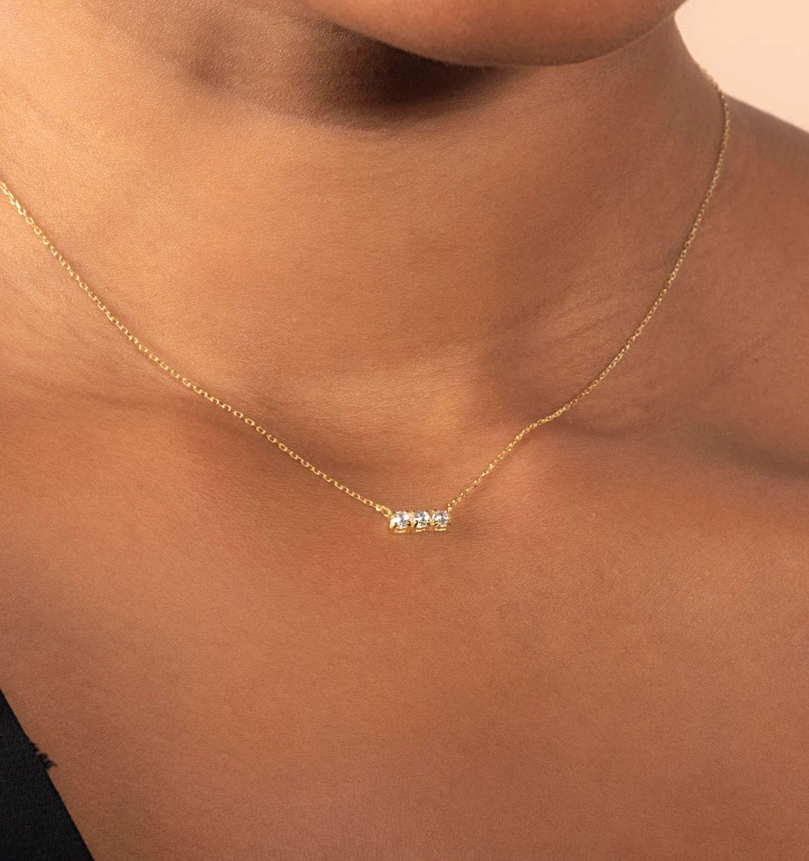 14K Gold Trio Diamond Necklace 0.18 Ctw