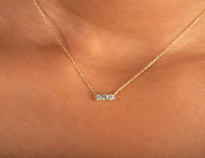 14K Gold Trio Diamond Necklace 0.18 Ctw