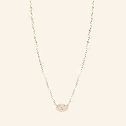 14k Gold Diamond Protection Pendant Necklace