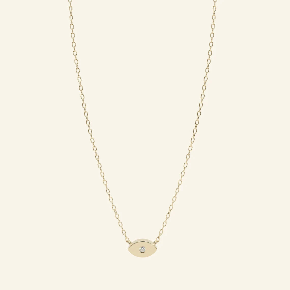 14k Gold Diamond Protection Pendant Necklace