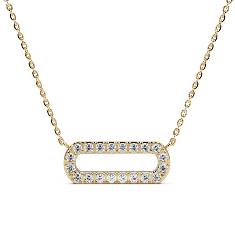 14k Diamond Pendant Oval Chain Stackable Necklace