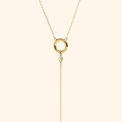 14k Gold Diamond Layering Lariat Long Necklace