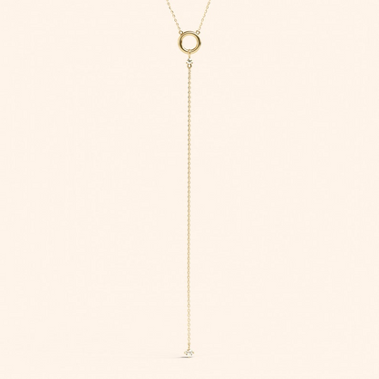 14k Gold Diamond Layering Lariat Long Necklace