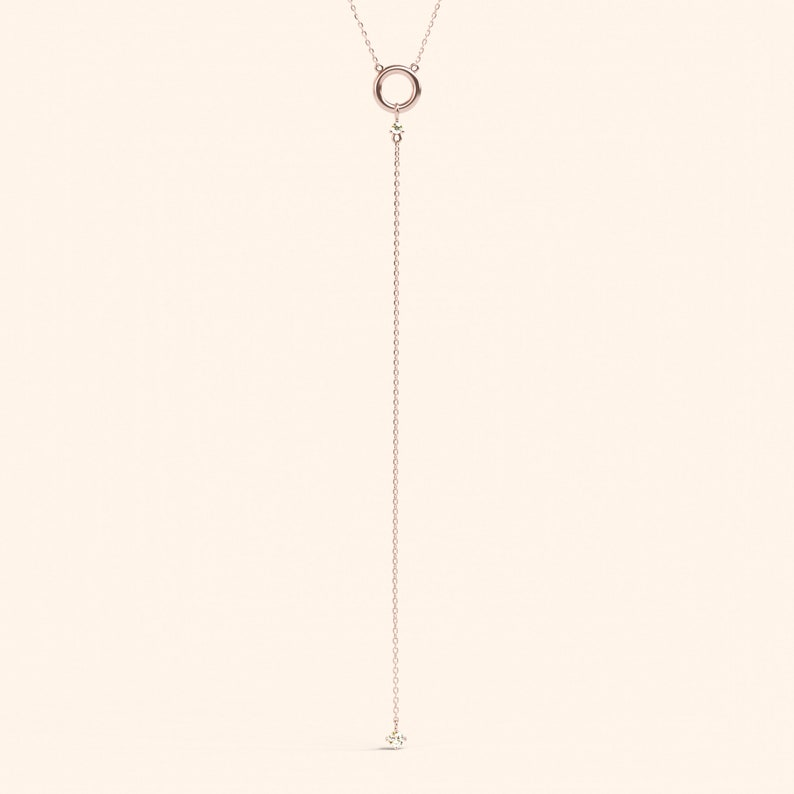 14k Gold Diamond Layering Lariat Long Necklace