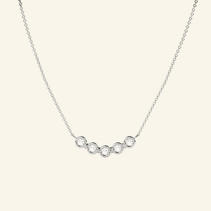 14K Diamond Bar Bezel Curved Layering Necklace