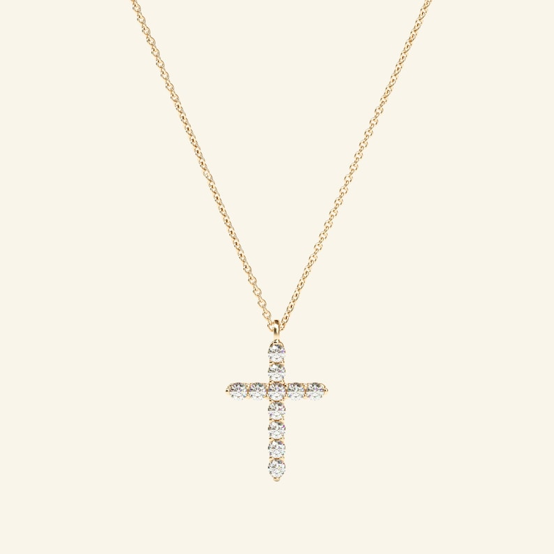 Dainty Diamond 14k Gold Cross Necklace