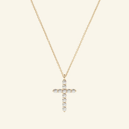 Dainty Diamond 14k Gold Cross Necklace