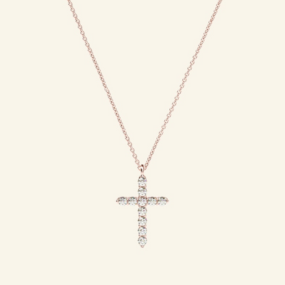 Dainty Diamond 14k Gold Cross Necklace