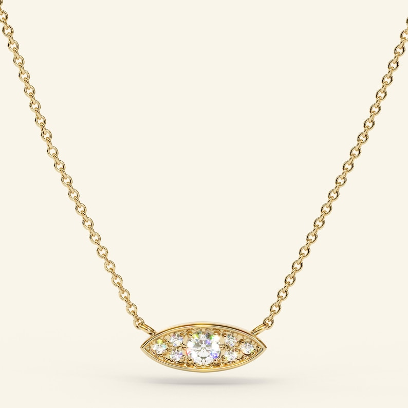 14k Diamond Evil Eye Pendant Hamsa Necklace