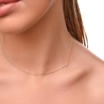 Dainty Diamond Choker Two-Sided 14K Solid Necklace