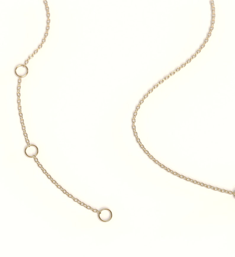 14k Solid Gold Baguette Dainty Diamond Necklace