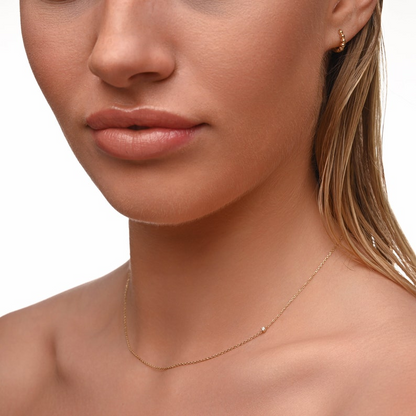 Dainty Diamond Choker Two-Sided 14K Solid Necklace