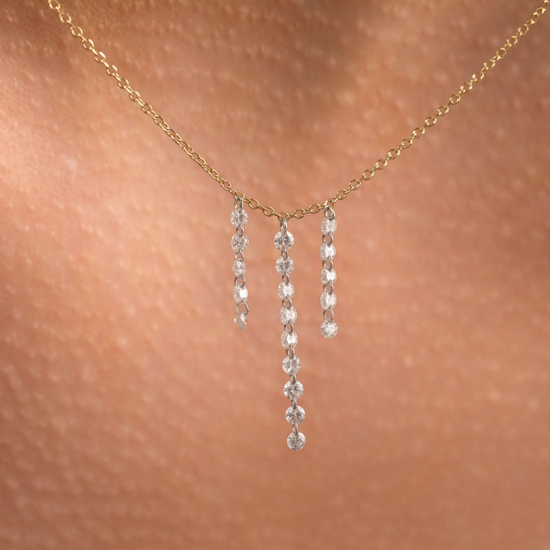 14K Unique Diamond Solid Gold 360 Necklace