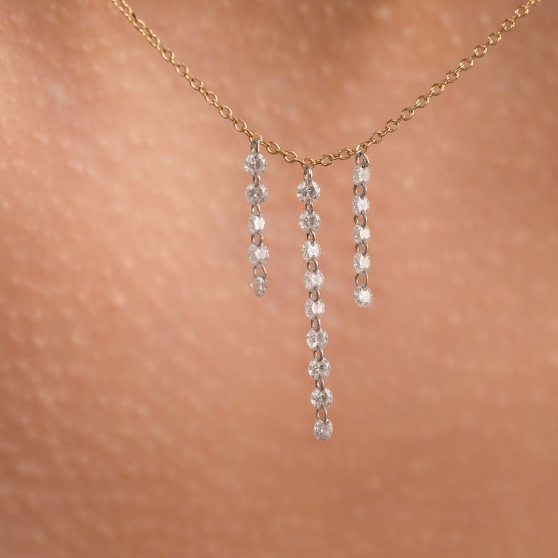 14K Unique Diamond Solid Gold 360 Necklace