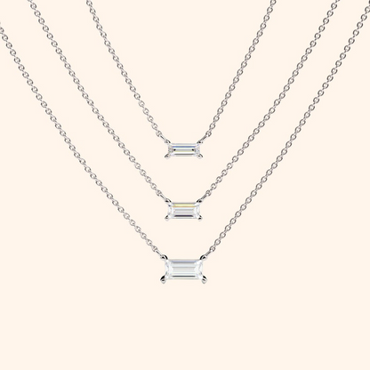 Baguette Cut 14k Gold Rectangular Diamond Necklace