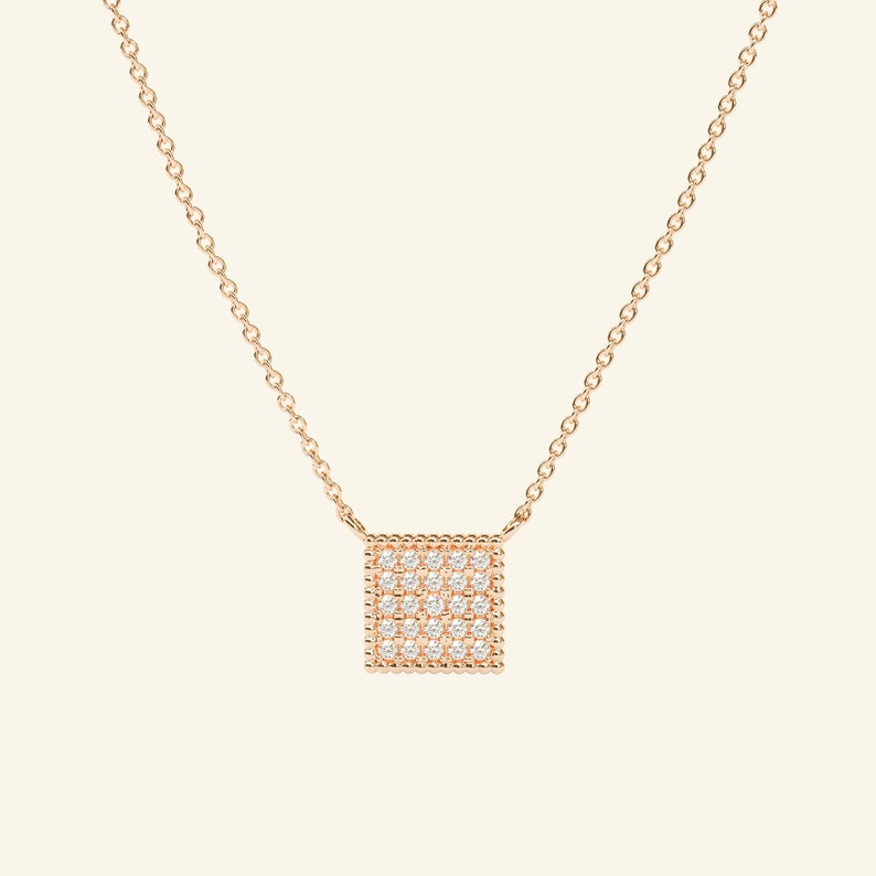 0.12 Ct 14K Gold Pave Diamond Necklace